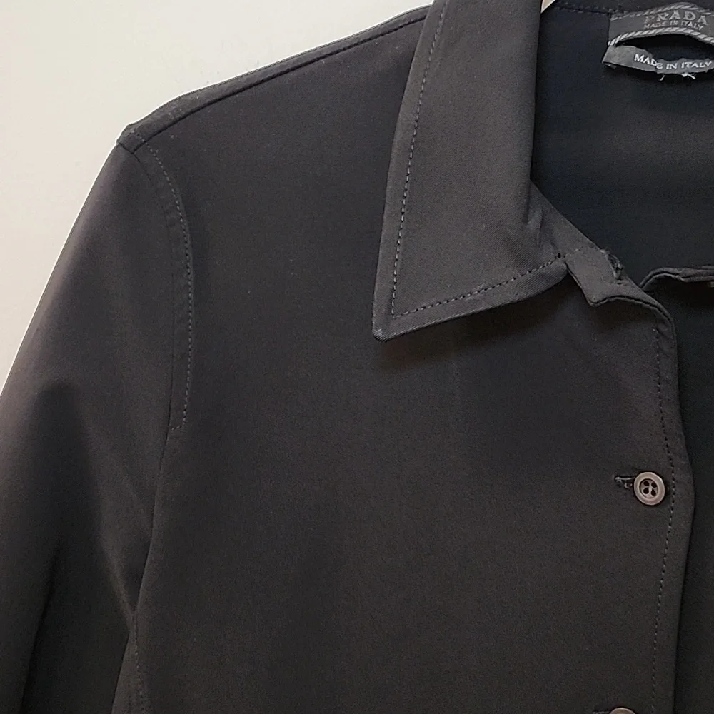 Prada Classic Black Women's Button-Up Shirt Sz 40/ Large - Picture 8 of 16